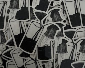 Left Them There, To Die Vase Sticker | Clear Vinyl Sticker, Floral, Creepy, Goth, Black and White, Planner Sticker, Water Bottle Sticker