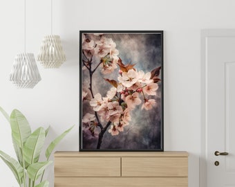 SAKURA | Printable Wall Art | Home Deco for Living Room | Cherry Blossoms Flower | Instant Download | Japanese Spring | Soft Pink Design