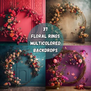 Floral Ring Backdrop , Digital Backround , Maternity Overlays , Ring Overlays, Portrait Photo Overlays, Photoshop Textures Overlayse