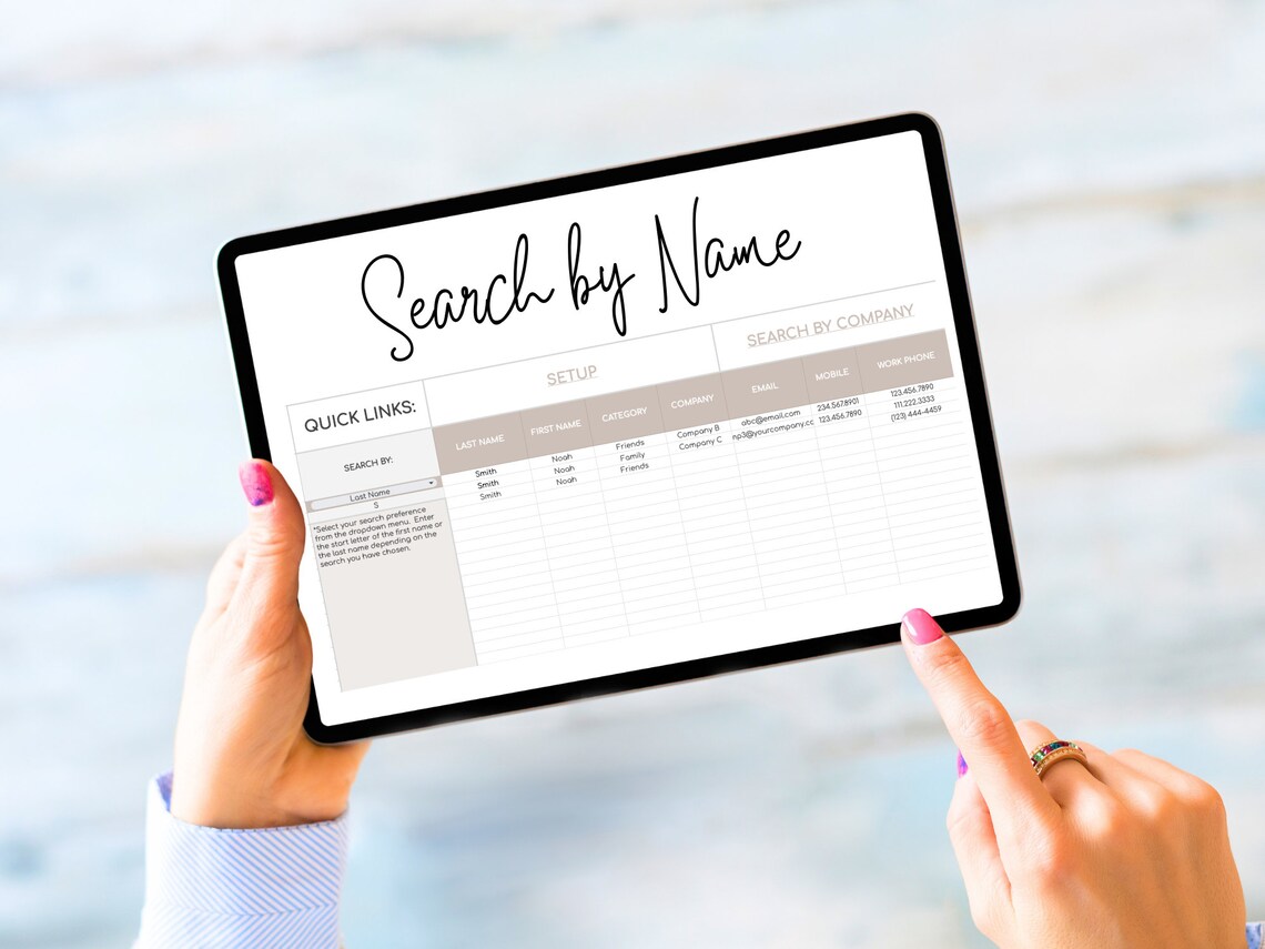 Contact List Address Book Google Sheets Spreadsheet Template Etsy