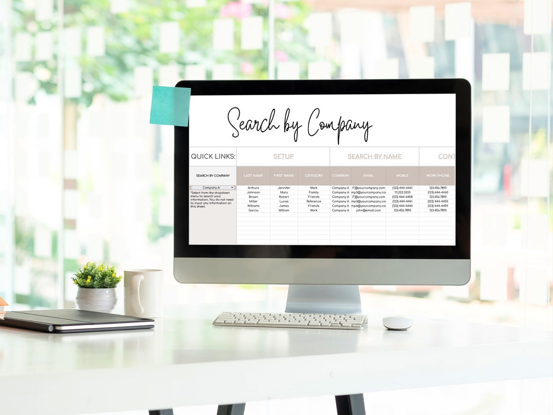 Contact List Address Book Google Sheets Spreadsheet Template Etsy