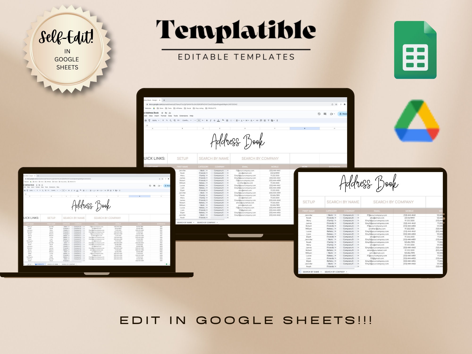 Contact List Address Book Google Sheets Spreadsheet Template - Etsy