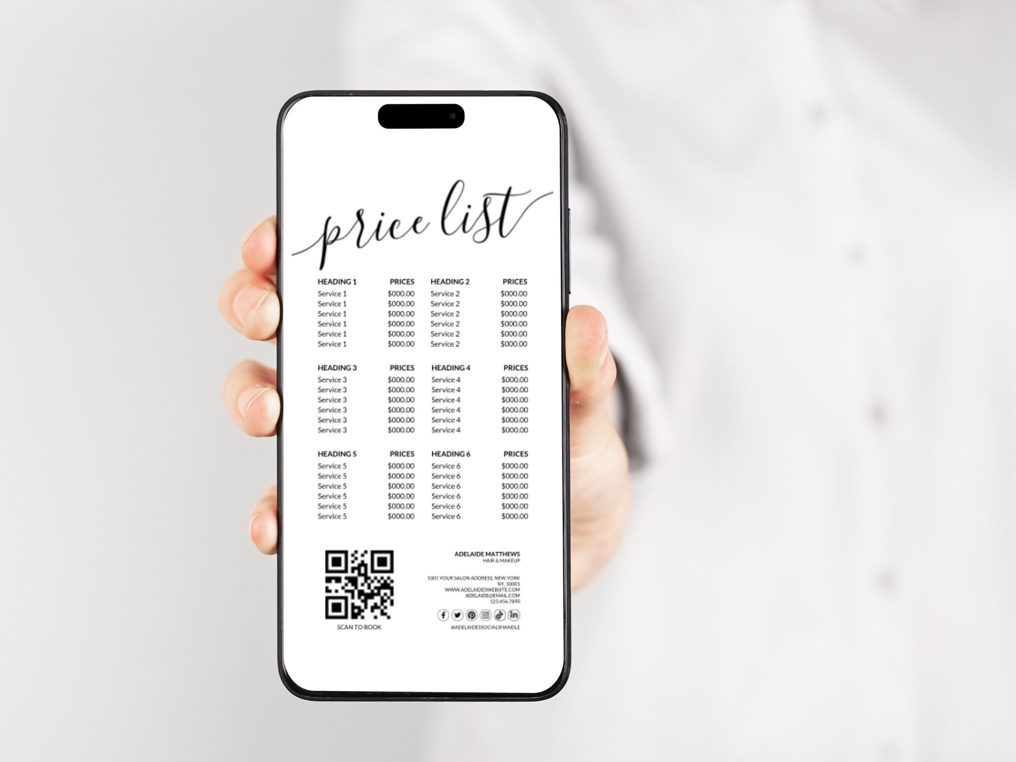 Editable Price List Template Digital Instagram Price List Etsy