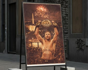 Póster de Justin Gaethje, campeón de la UFC / Impresión de la victoria en la Casa Blanca de MMA (Descarga digital)