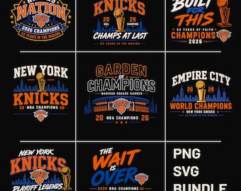 Ensemble PNG SVG Champions des New York Knicks 2026 (téléchargement numérique)