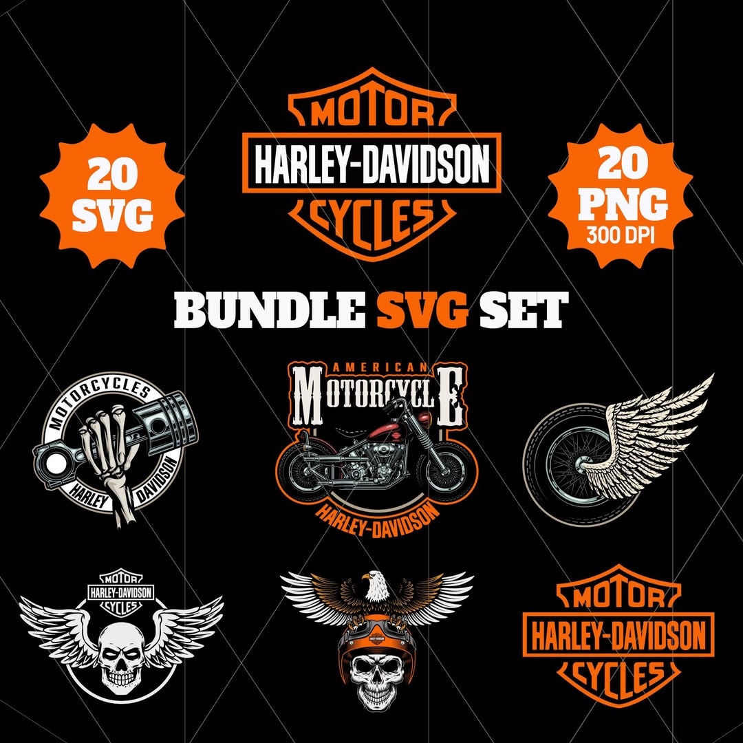 Harley Davidson SVG Bundle | Harley Davidson png bike logos bundle | Instant Download