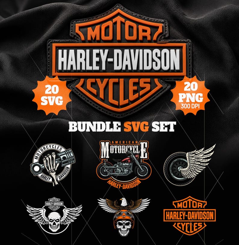 Harley Davidson SVG Bundle | Harley Davidson png bike logos bundle | Instant Download image 1