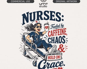 Infirmière rétro PNG | Conception drôle de chemise de café | Art du personnel soignant (téléchargement numérique)