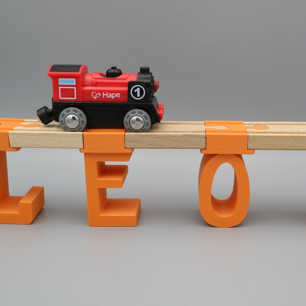 Brückenpfeiler individueller Name personalisiert für Kind Holz Eisenbahn kompatibel mit Brio, Ikea, Lidl (Kinderspielzeug bzw. Geschenk)