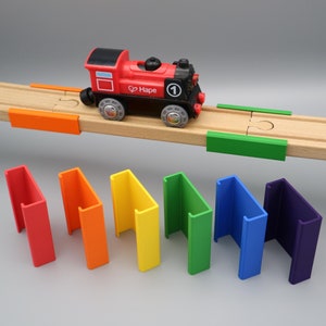 Bridge clip track connector for child wooden railway compatible with Brio, Ikea, Lidl (children's toy or gift)