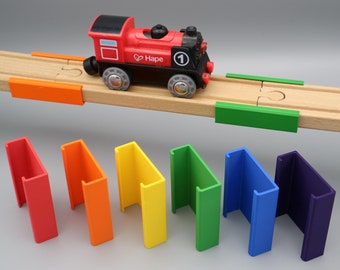 Bridge clip track connector for children's wooden railway compatible with Brio, Ikea, Lidl (children's toy or gift)