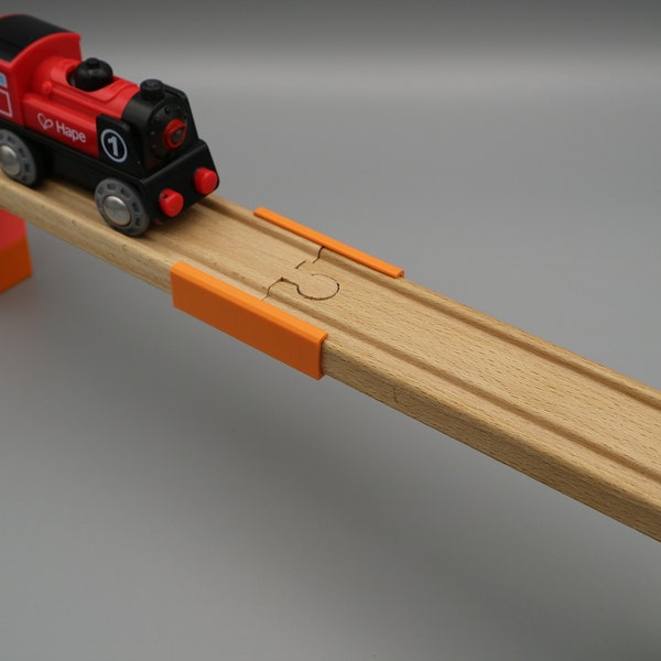 Bridge clip track connector for child wooden railway compatible with Brio, Ikea, Lidl (children's toy or gift)