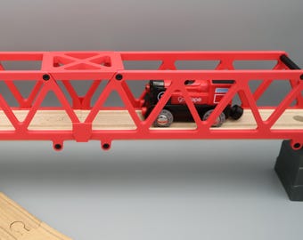 Expandable, interlocking bridge for toy wooden railways, compatible with Brio, Ikea, and Lidl (children's toy or gift)