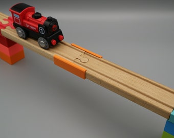 Bridge clip track connector for child wooden railway compatible with Brio, Ikea, Lidl (children's toy or gift)