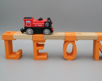 Bridge pillar individual name personalized for child wooden railway compatible with Brio, Ikea, Lidl (children's toy or gift)