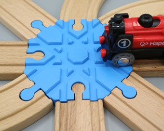 8-way crossing for wooden railway compatible with Brio, Ikea, Lidl (children's toy or gift)