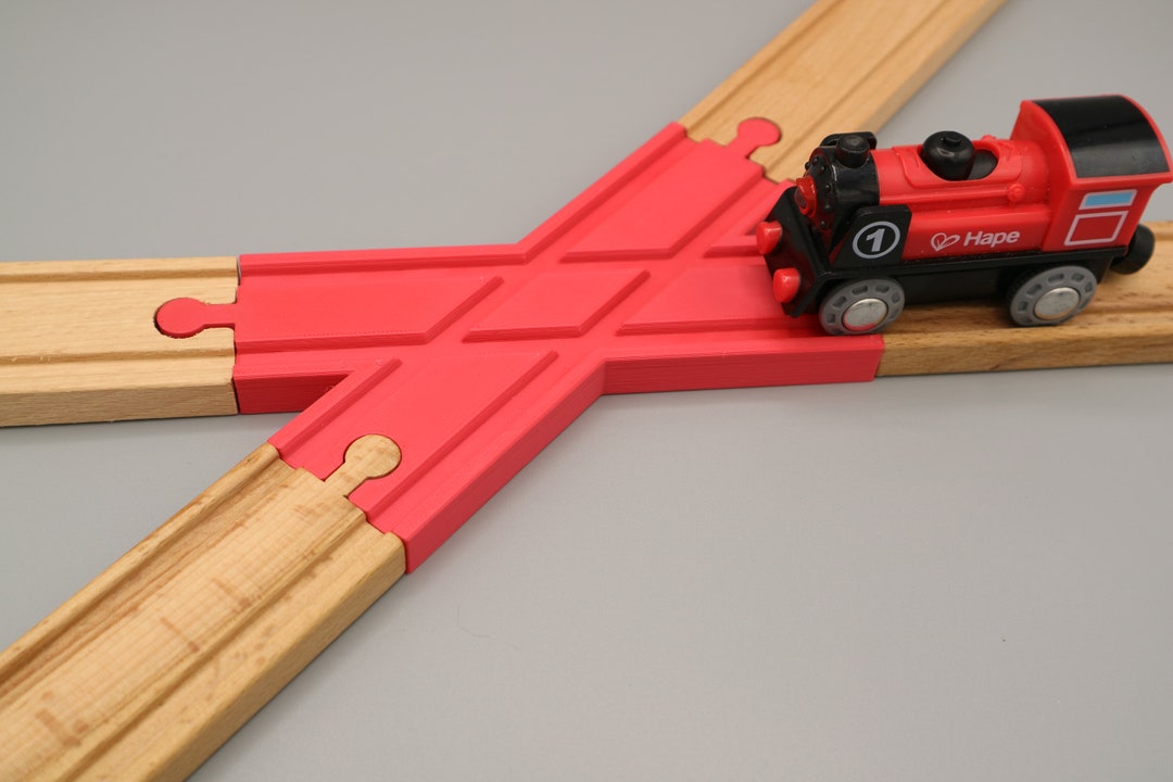 Tren de madera infantil X-Crossing compatible con Brio, Ikea y