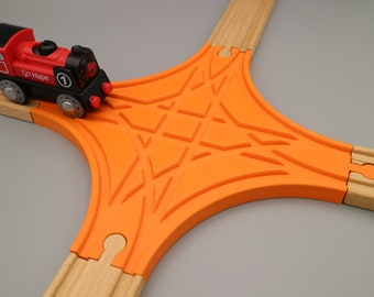 Star crossing for child wooden railway compatible with Brio, Ikea, Lidl (children's toy or gift)