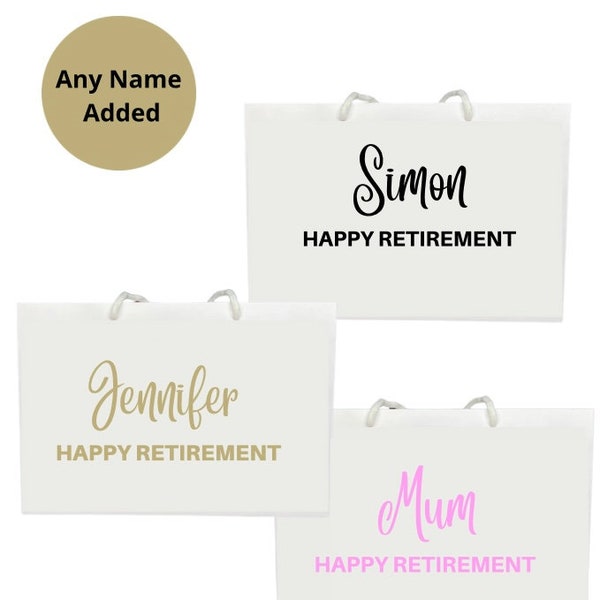 Personalised happy retirement gift bag on your retirement as you retire gift bag leaving gift bag congratulations on your retirement gift
