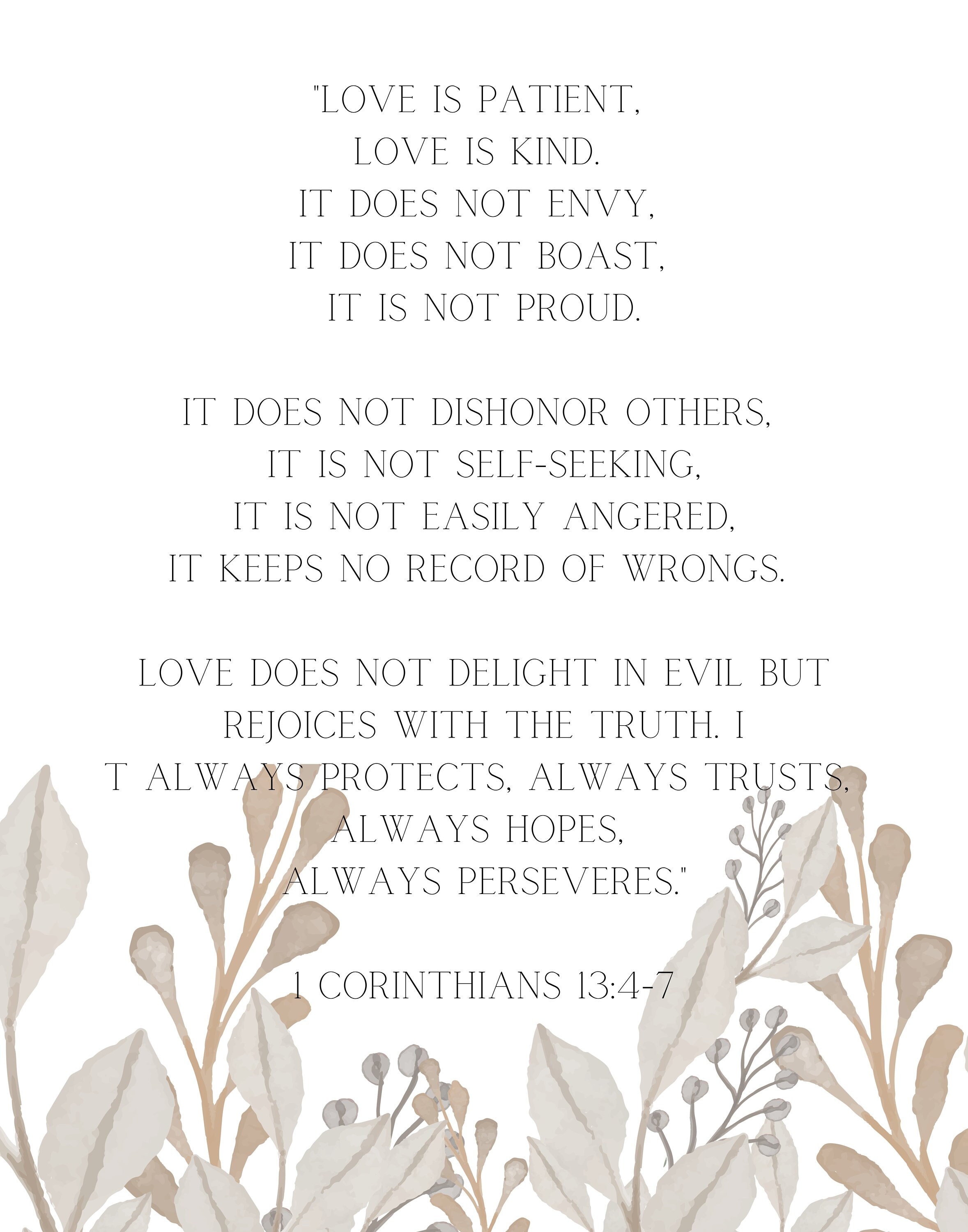 1 Corinthians 13- Print- Bible Verse Wall Art Print- Christian Print ...