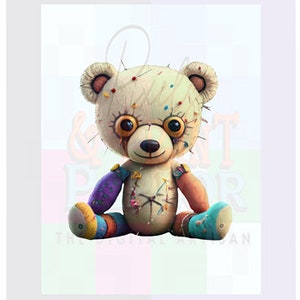 Halloween Voodoo Doll, Cute Halloween PNG, Designs for Sublimation, Grunge Goth Halloween Voodoo Teddy, Halloween PNG files, Unique Gift.