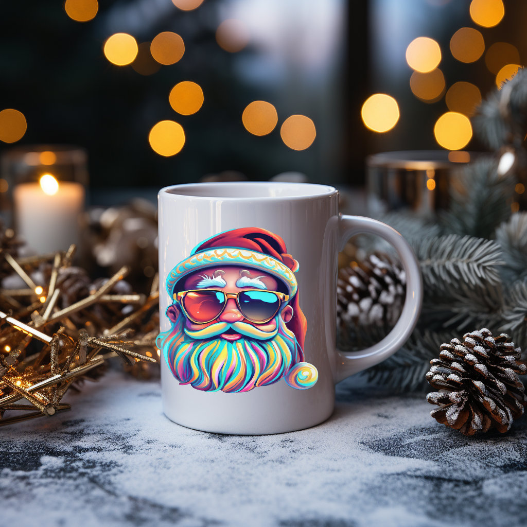 Santa PNG Design, Retro Chic Santa With Sunglasses Christmas Clipart ...
