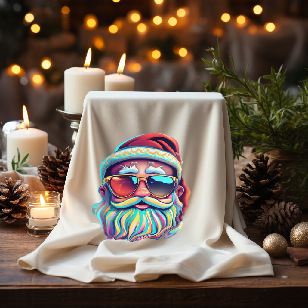 Santa PNG Design, Retro Chic Santa With Sunglasses Christmas Clipart ...