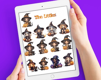 Goodnotes Stickers; Witch Sticker Sheet; Witchy Bundle; Witch png; Halloween Clipart Bundle, Witch Sticker Pack, For Spooky Cute Planners.