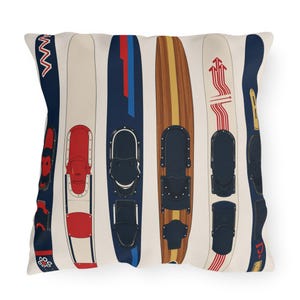 Water Skis Lake House Outdoor Pillow, Nautical Skiing Decor image 12