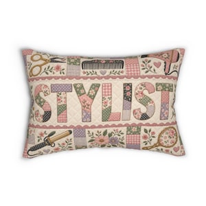 Sewing Tools Patchwork Lumbar Pillow