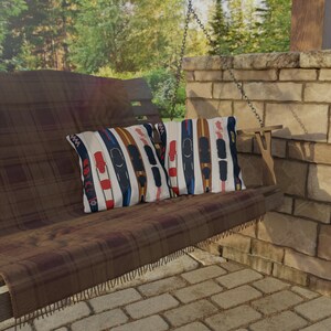 Water Skis Lake House Outdoor Pillow, Nautical Skiing Decor image 10