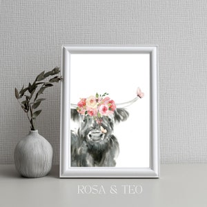 Highland Cow Print -  Highland Cow  -  Highland Cow Printable  -   Highland Cow Art Print - Highland Cow Art Print - Digital Download