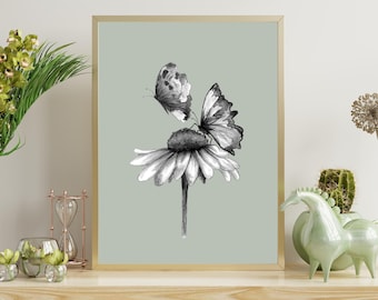 sage green wall art, sage green wall decor, sage green art, sage green art print, butterfly print, sage green printable wall art