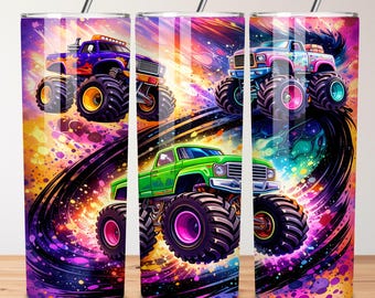 Monster Truck Tumbler Wrap | 20oz Skinny Sublimation Design (Digital Download)