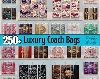 250 Luxury Inspired Tumbler Wrap Bundle PNG | Luxury Cherry Bow Tumbler Wrap | Luxury Designer Tumbler Wraps | Fashion Brand Sublimation