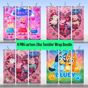 Habillage pour gobelet inspiré des dessins animés, motif Peppa Pig mignon, gobelet enfant (PNG), habillage pour gobelet fin de 590 ml, téléchargement numérique Peppa Pig
