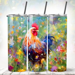 Chinese Zodiac Rooster 20 oz Skinny Tumbler Sublimation Design, Straight And Tapered Tumbler Wrap, Instant Digital Download PNG
