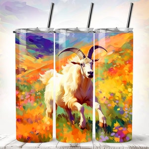 Chinese Zodiac Goat 20 oz Skinny Tumbler Sublimation Design, Straight And Tapered Tumbler Wrap, Instant Digital Download PNG