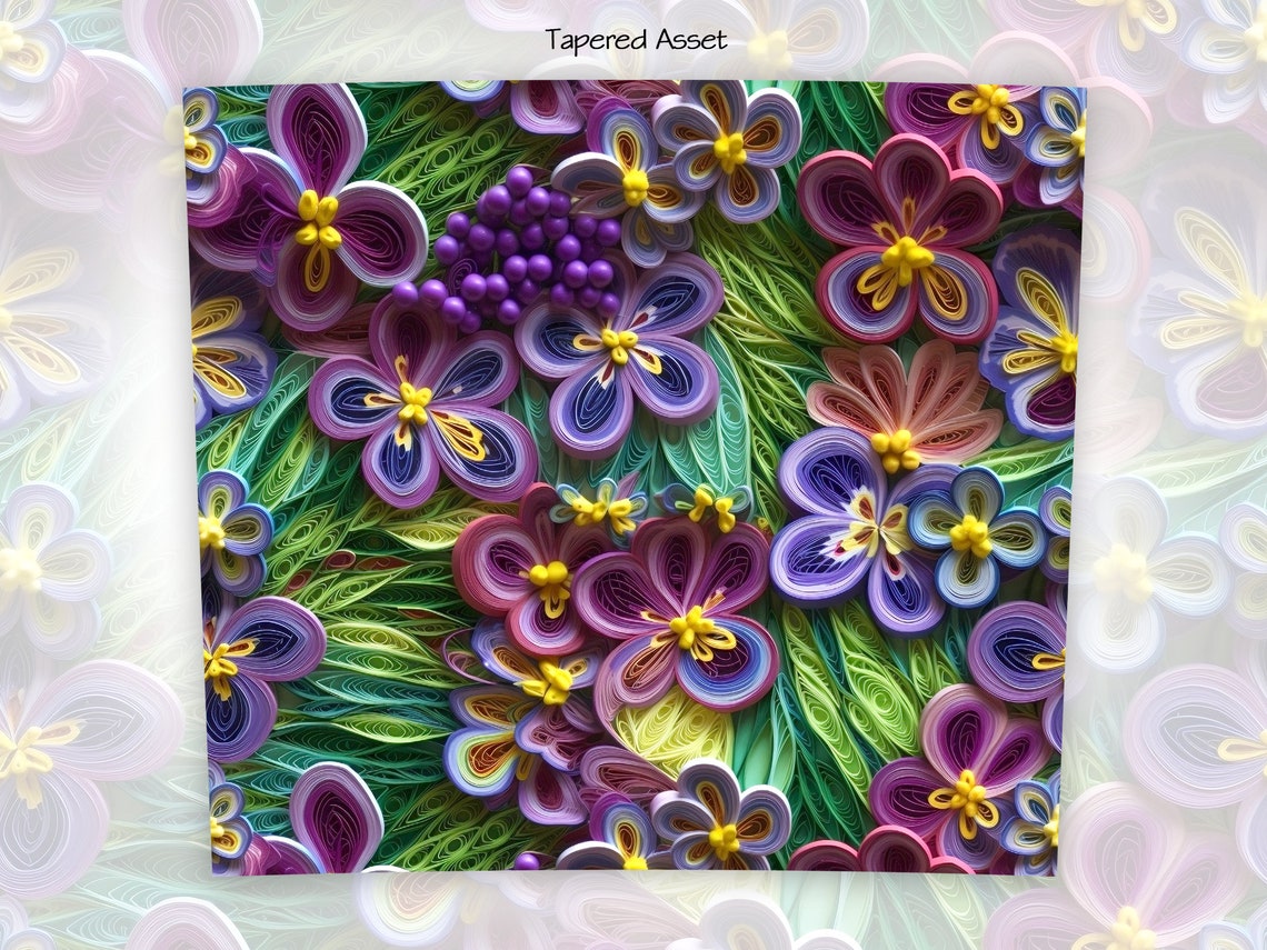 3D Vibrant Violet Quill 20 Oz Skinny Tumbler Sublimation Design