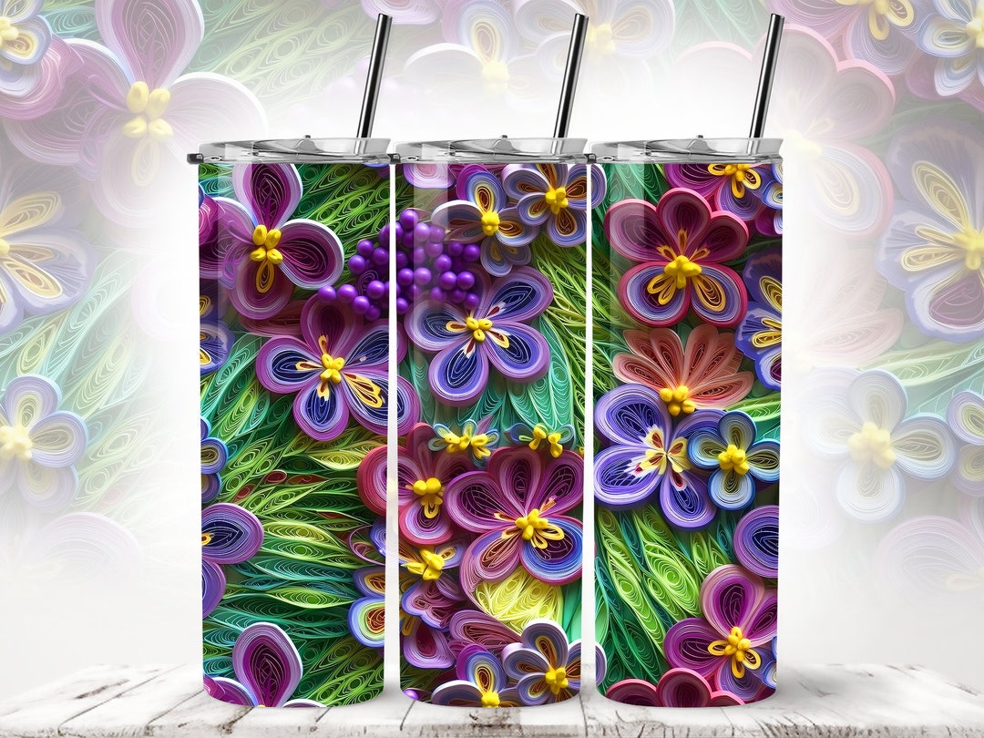 3D Vibrant Violet Quill 20 Oz Skinny Tumbler Sublimation Design