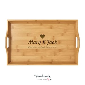 Personalized Heart Name Engraving Serving Tray | Bamboo Serving Tray