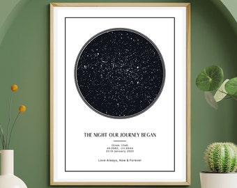 Custom Star Map Print, Night We Met Anniversary Valentines Gift, Night Sky Map Poster, Wedding Gift, Constellation Print, Personalised Gift