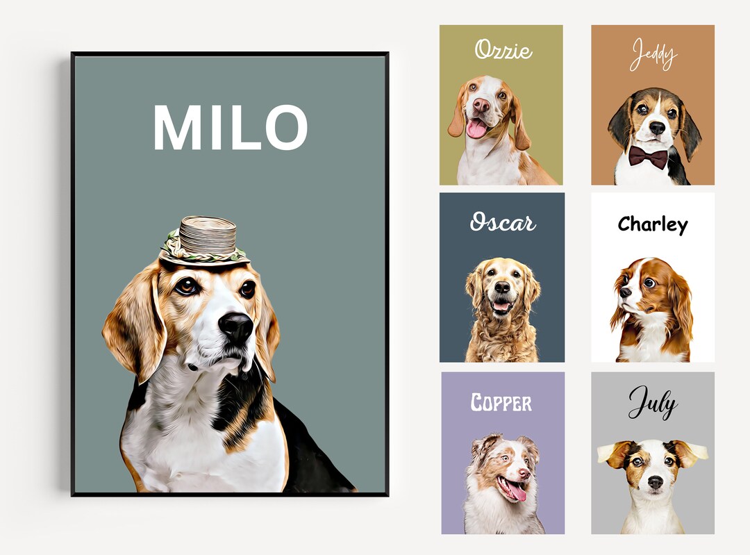 Custom Pet Portrait, Personalized Pet Painting, Digital Pet Portrait, Pet Memorial Gift, Pet