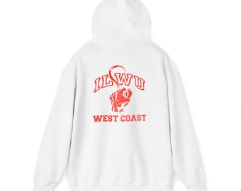 Felpa con cappuccio ILWU West Coast Love, stampa diretta su tessuto.