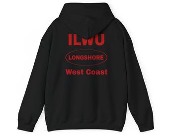 Felpa con cappuccio ILWU Longshore - Felpa unisex in misto cotone pesante, abbigliamento marittimo, regalo per lavoratori portuali, abbigliamento casual, stile West Coast, abbigliamento comodo
