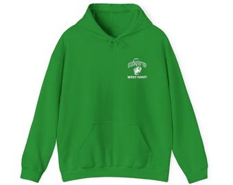 ILWU West Coast hook and hand. Felpa con cappuccio ricamata, felpa unisex, abbigliamento casual e confortevole.