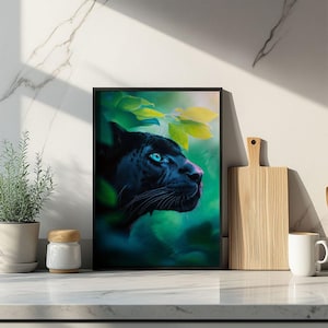 Panther Wall Art – A4 Wildlife Print | Black Cat Jungle Poster | Big Cat Decor | Majestic Animal Artwork | Gift for Nature Lovers