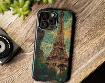 Coque pour iPhone au design unique de la Tour Eiffel, Van Gogh, Paris