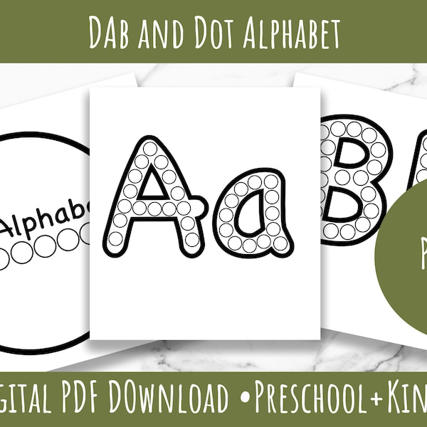 Dab and Dot Alphabet | Homeschool, Worksheet Bundle, Preschool Worksheets, Kindergarten, Printable, Homeschool Printable
