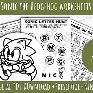 Pré-escola Kinder Sonic the Hedgehog Themed Worksheets Vol. 1 - Homeschool, Worksheet Bundle, Pré-escola Worksheets, Kindergarten, Printable